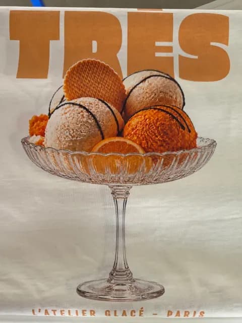 Glass dish with ice cream scoops and wafers print
